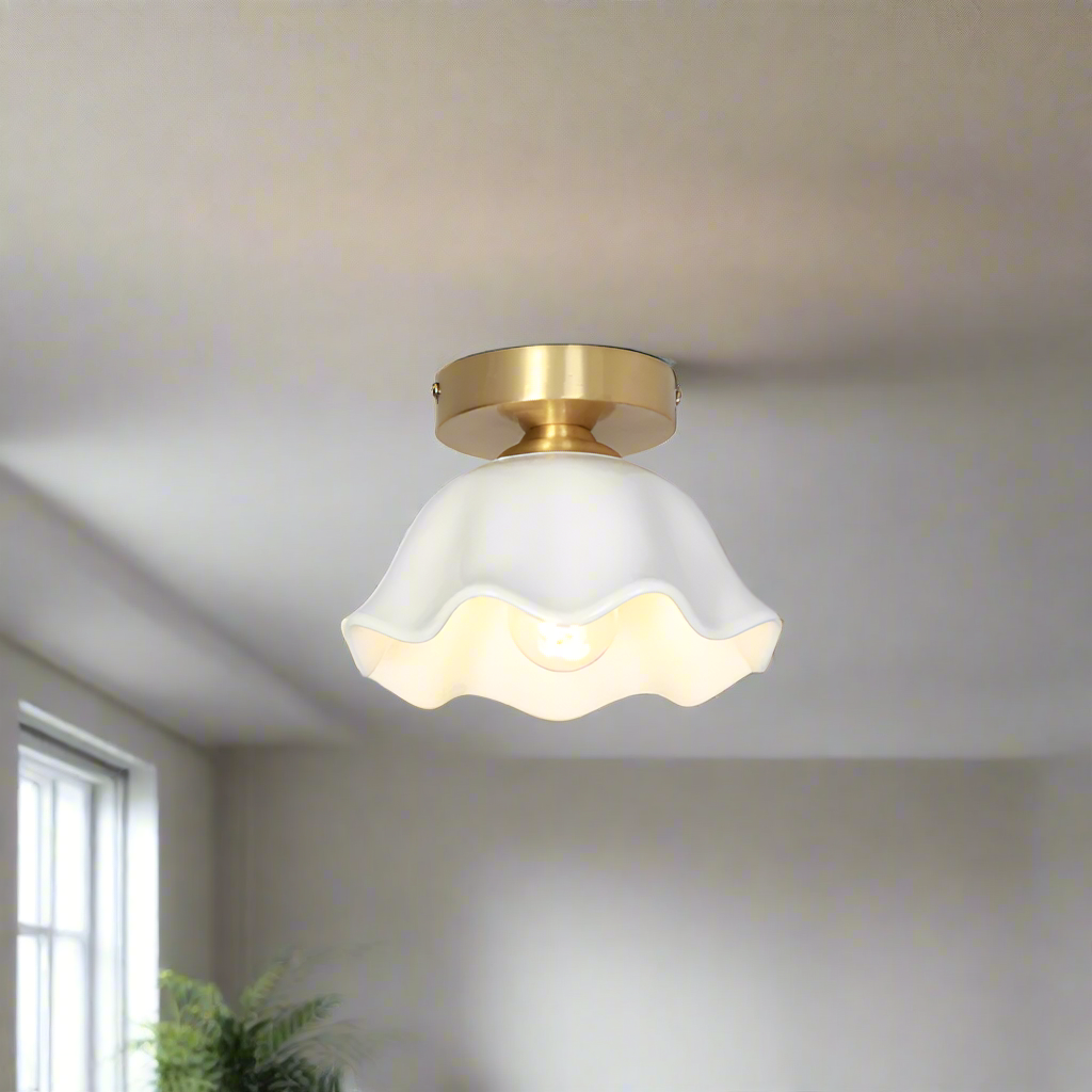 Blossom Glow Mid-Century Ceramic Ceiling Light