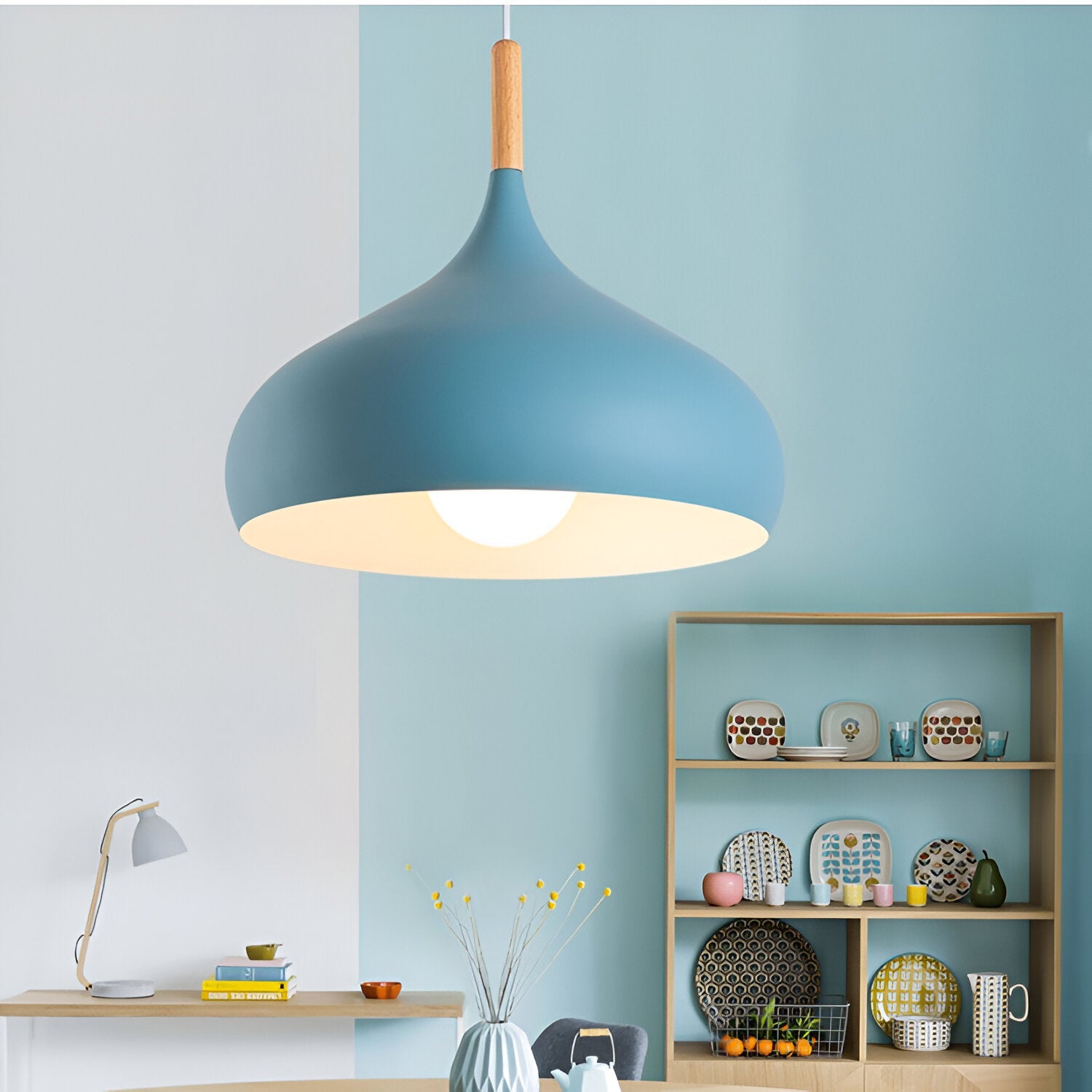 Nordic Wooden and Aluminum Pendant Light