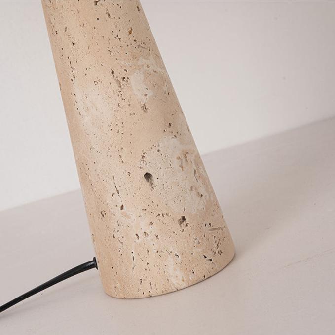 Modern Fabric Lampshade Travertine Stone Table Lamp