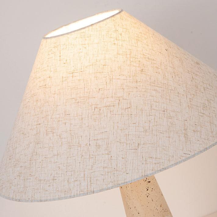 Lampe de table en pierre travertin avec abat-jour en tissu moderne