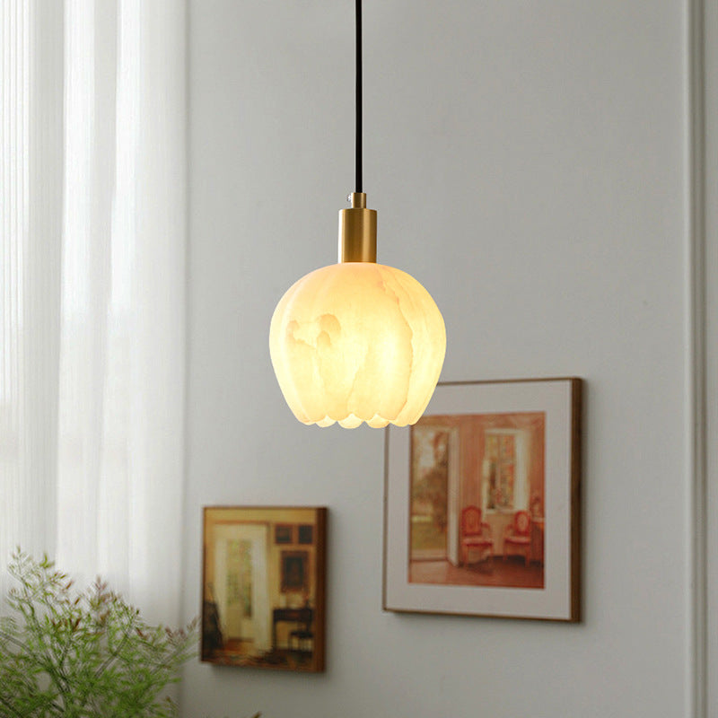 Floral Alabaster Pendant Light