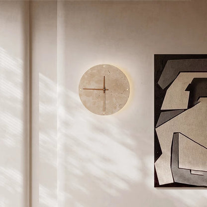 Wabi-Sabi Style Creative Travertine Clock Wall Lamp