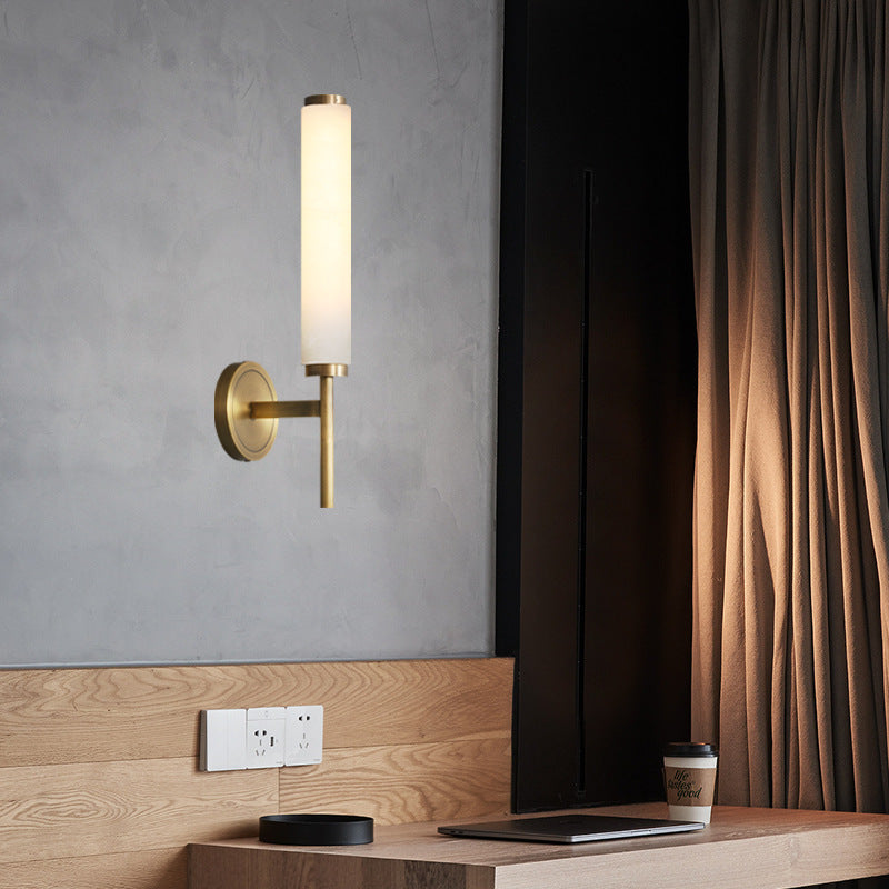 Elysian Grace Sculptural Alabaster Brass Wall Lamp
