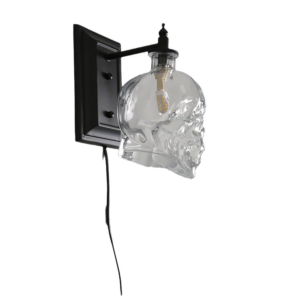 Clear Glass Skull Wall Light