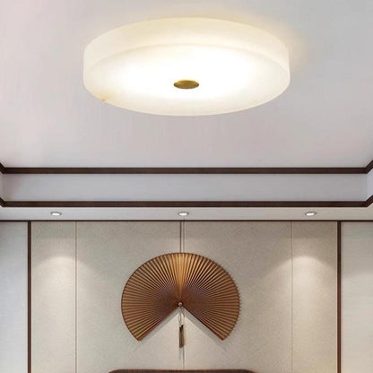 Alabaster Flush Mounted Round LED Ceiling Lamp