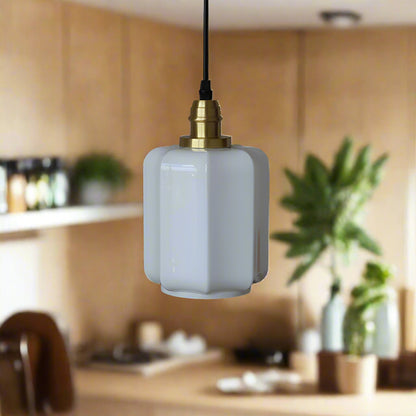 Aurelia Vintage Retro White Jade Glass Pendant Light