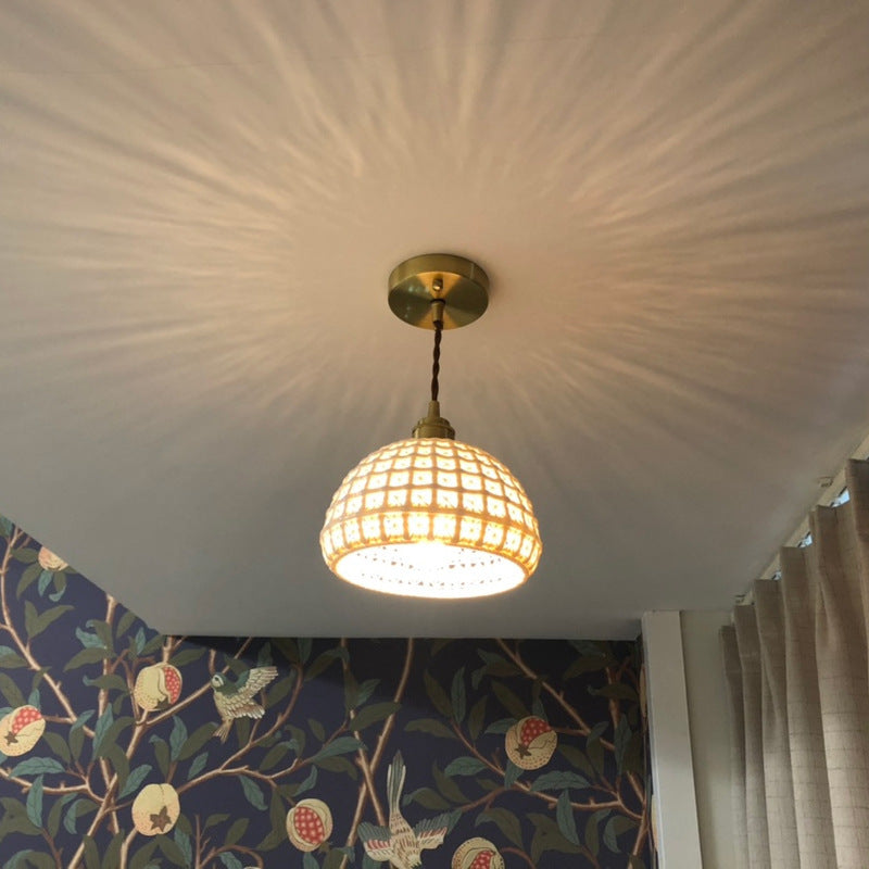 Lampadario LED in ceramica e ottone nordico