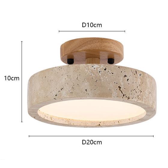 Full Spectrum Round Yellow Travertine Ceiling Lamp