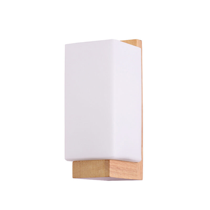 Lámpara de pared con pantalla de vidrio de madera nórdica