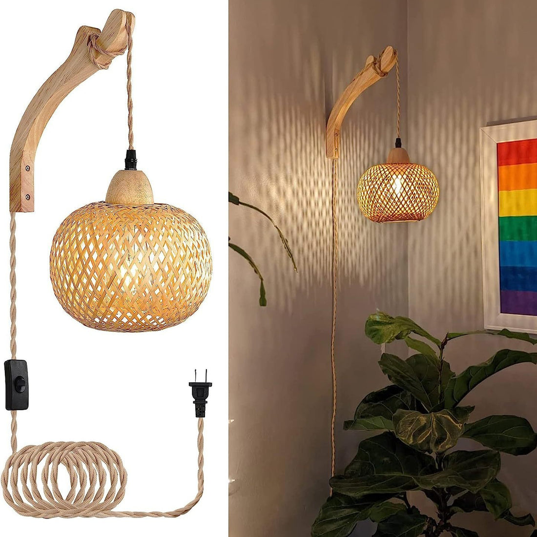 Pastoral Hemp Rope Bamboo Wall Lamp