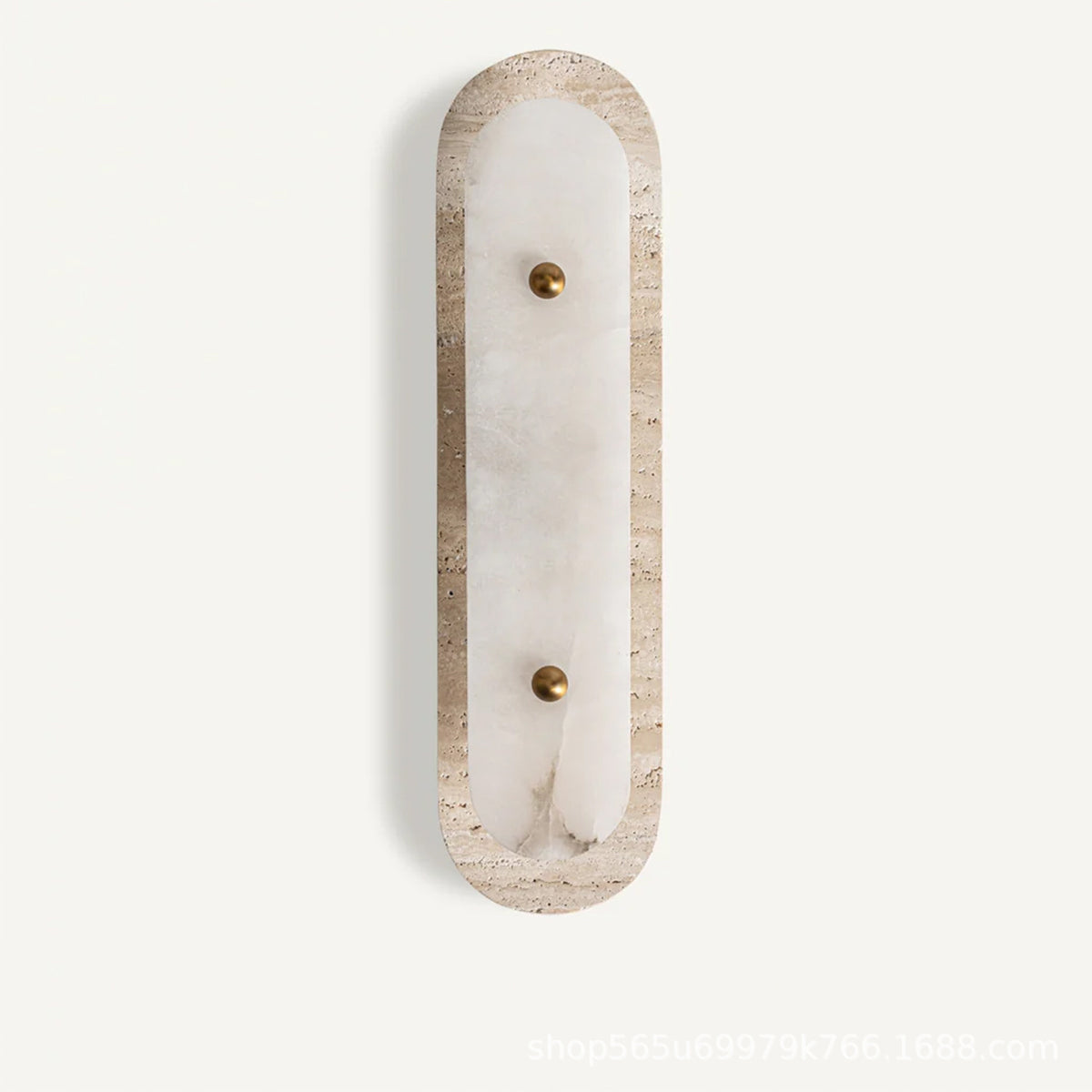 Sigrid Japandi Travertine Wall Light lit