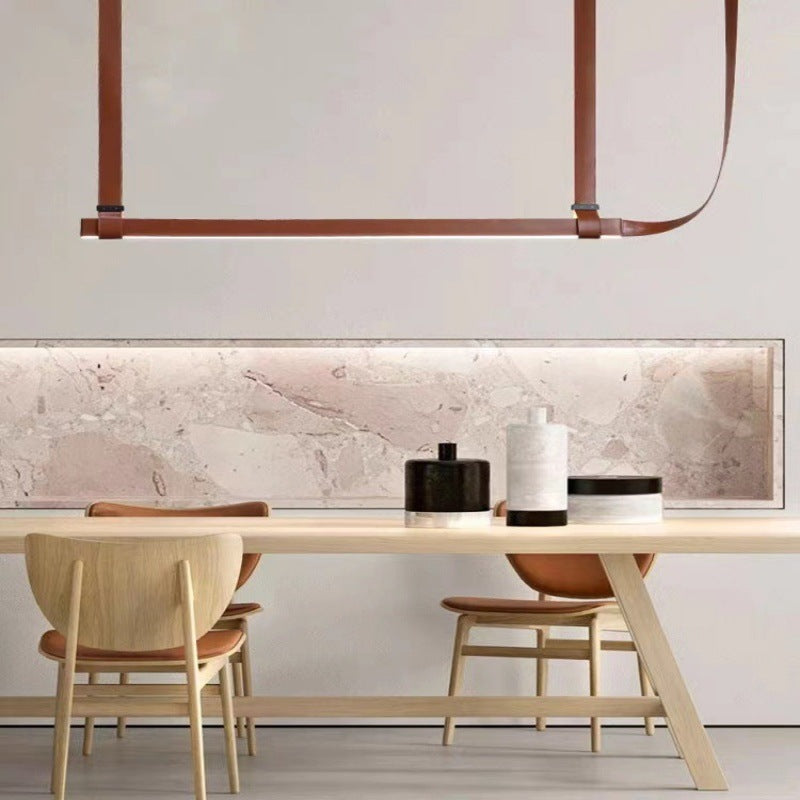 Luxen Minimalist Leather Linear Chandelier