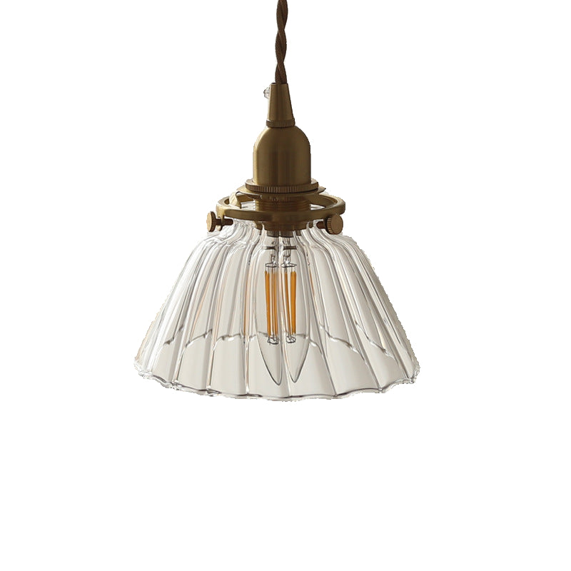 Jasmine Vintage Brass Glass Pendant Light