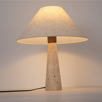 Lampe de table en pierre travertin avec abat-jour en tissu moderne