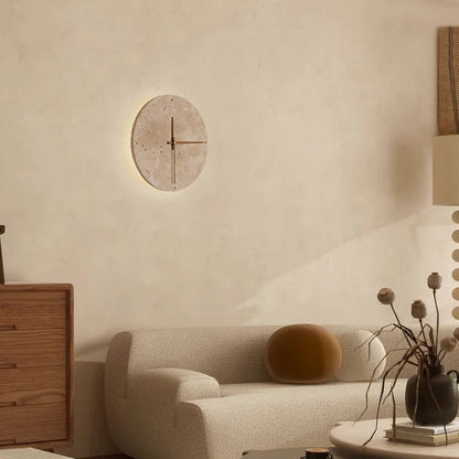 Wabi-Sabi Style Creative Travertine Clock Wall Lamp