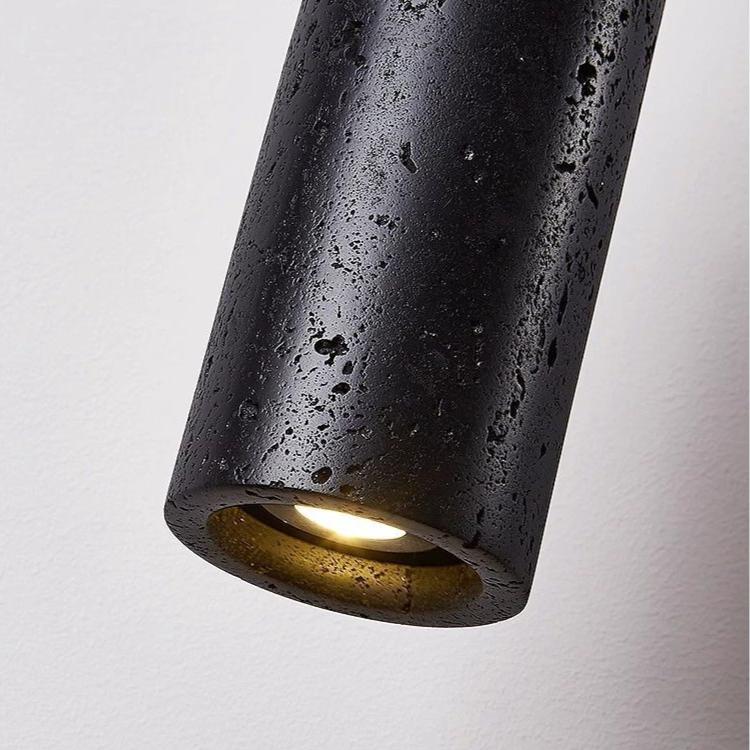 Black Travertine Tube Pendant Lamp