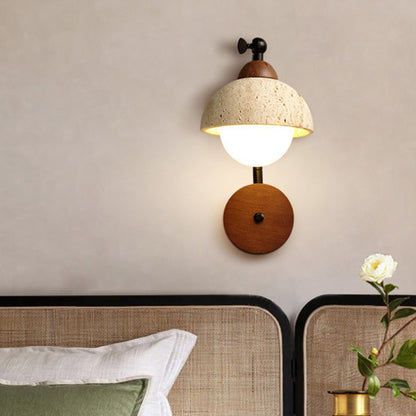 Yellow Travertine Wabi-Sabi Wall Lamp