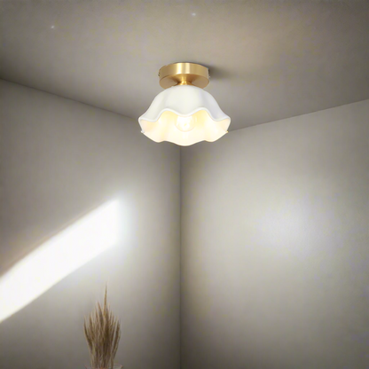 Blossom Glow Mid-Century Ceramic Ceiling Light
