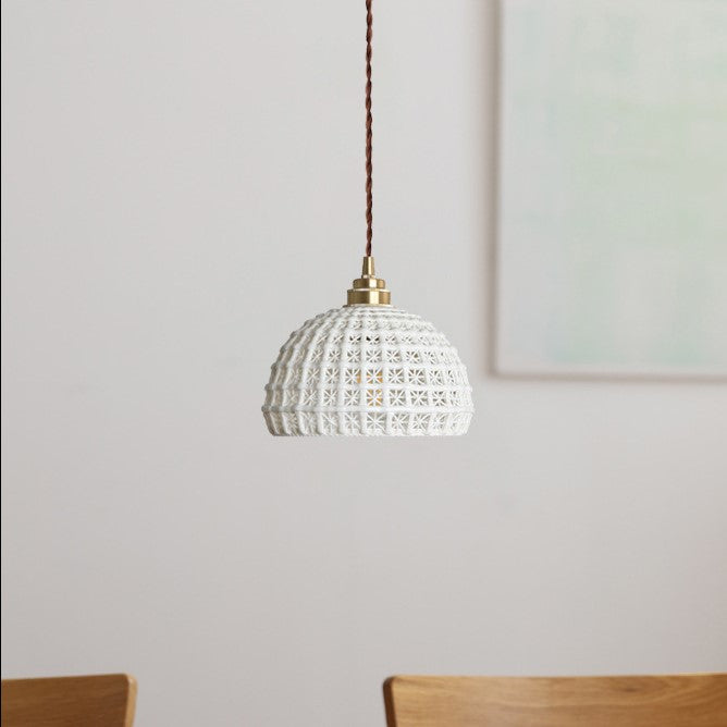 Lampadario LED in ceramica e ottone nordico