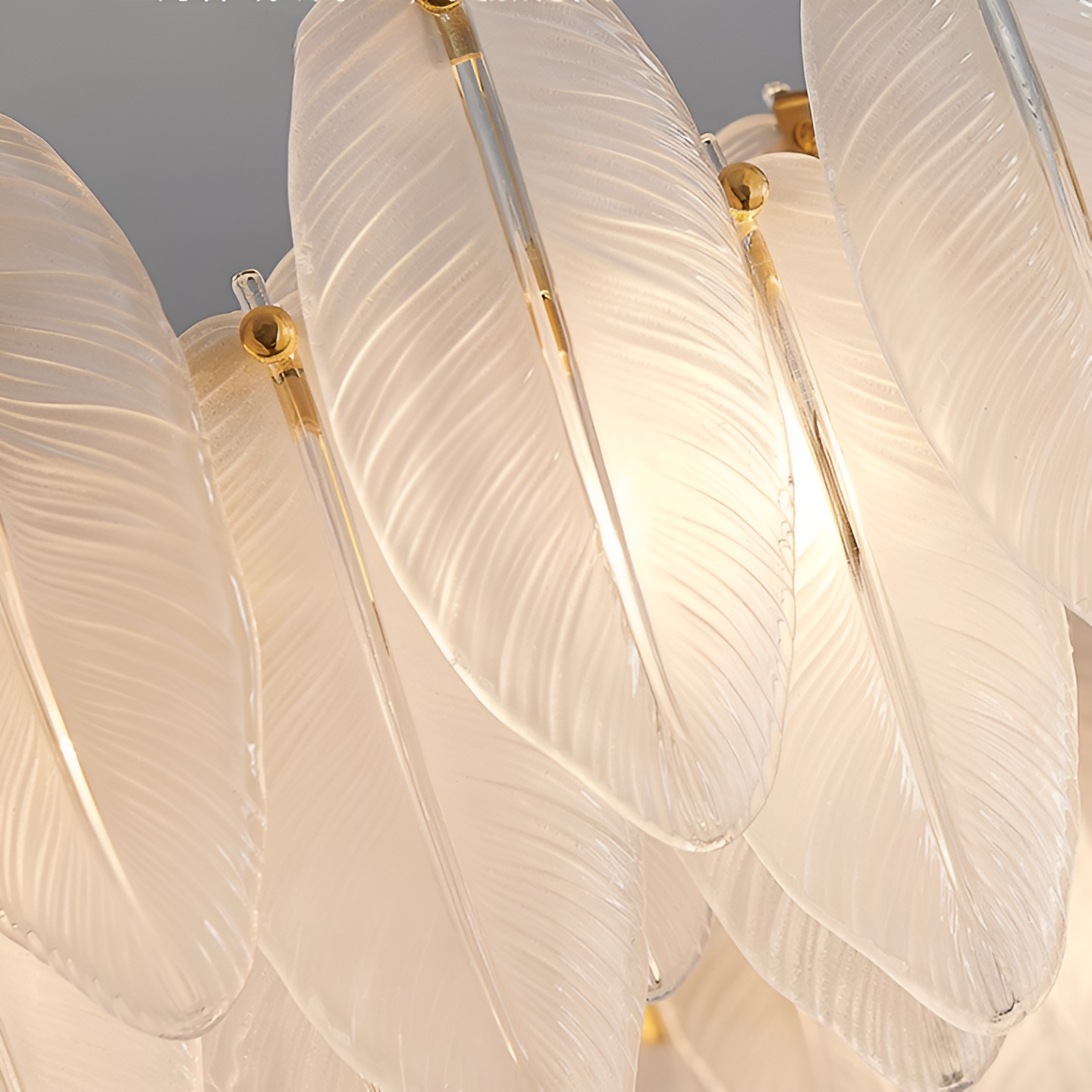 Luxury Gold Glass Feather Chandelier