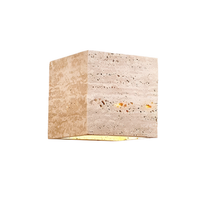 Lume Minimalist Stone Travertine Cube Wall Light