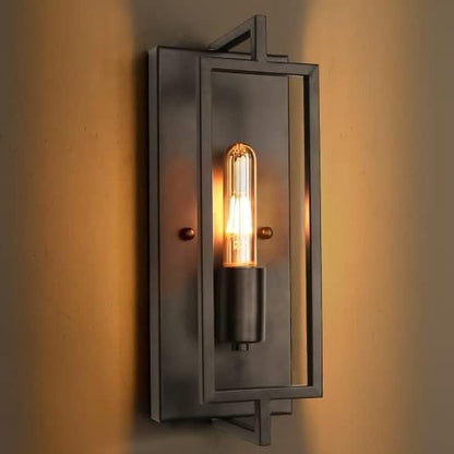 Industrial Metal Rectangular Frame Wall Lamp