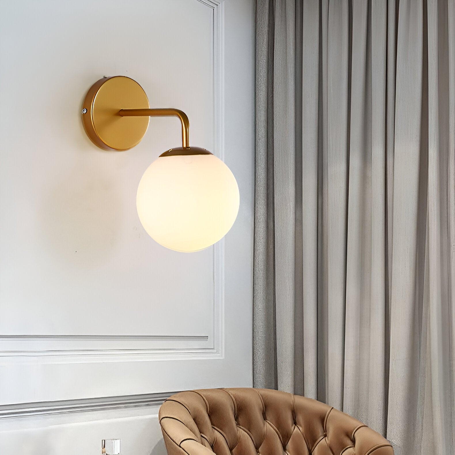 Modern Retro Rippled Glass Sphere Wall Lamp