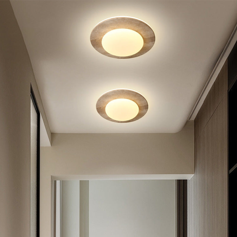 Lampada da soffitto medievale nordica in travertino