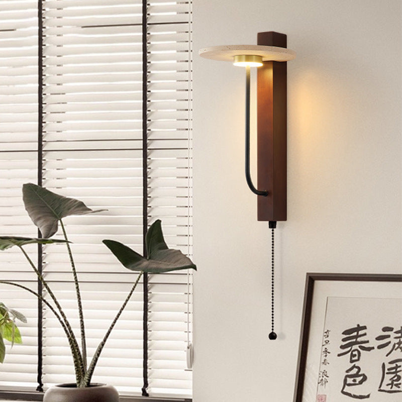 Travertine Oriental Style Wall Lamp