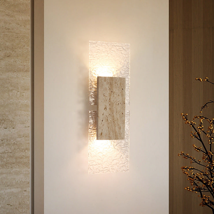 Amber Tranquility Travertine Wabi-Sabi Wall Lamp