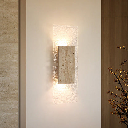 Amber Tranquility Travertine Wabi-Sabi Wall Lamp