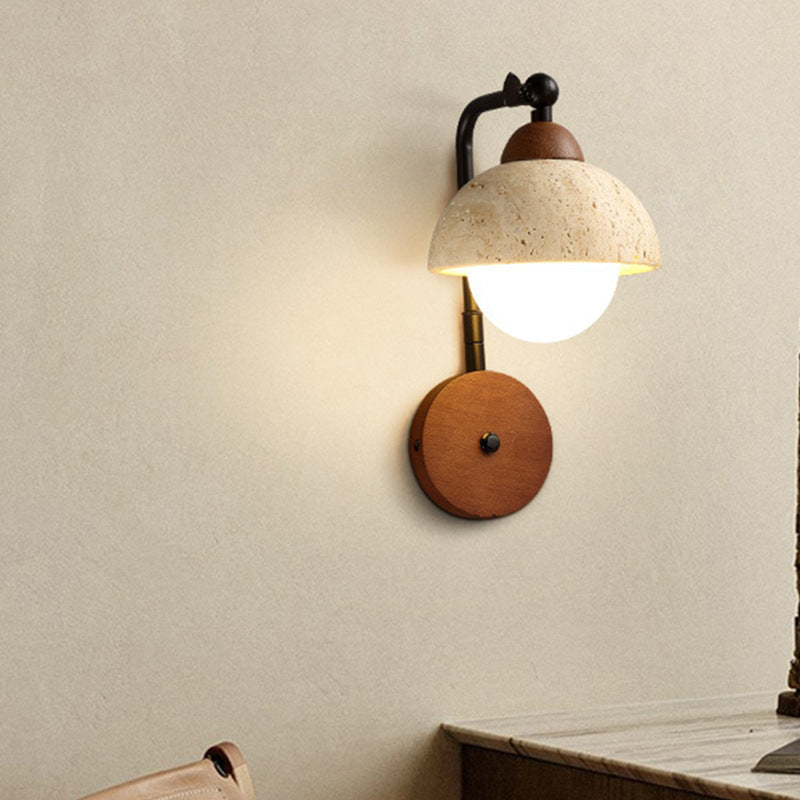 Yellow Travertine Wabi-Sabi Wall Lamp