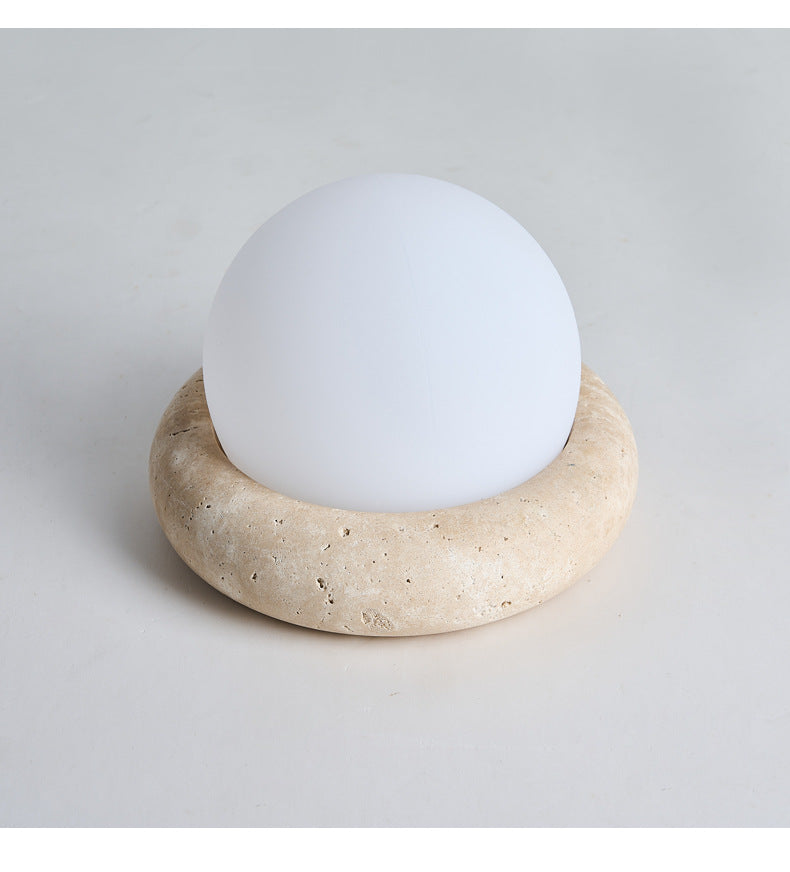 Mini Maga Cream Style Travertine Table Lamp