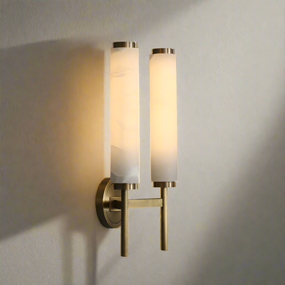 Elysian Grace Sculptural Alabaster Brass Wall Lamp
