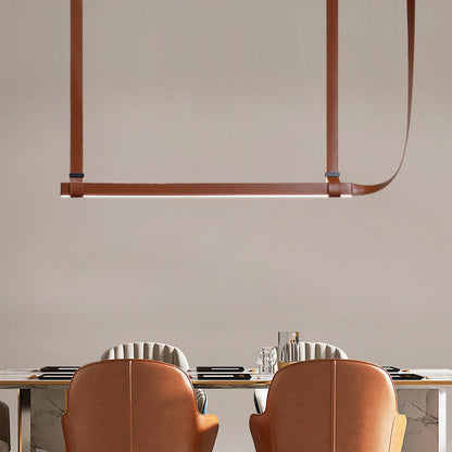 Luxen Minimalist Leather Linear Chandelier