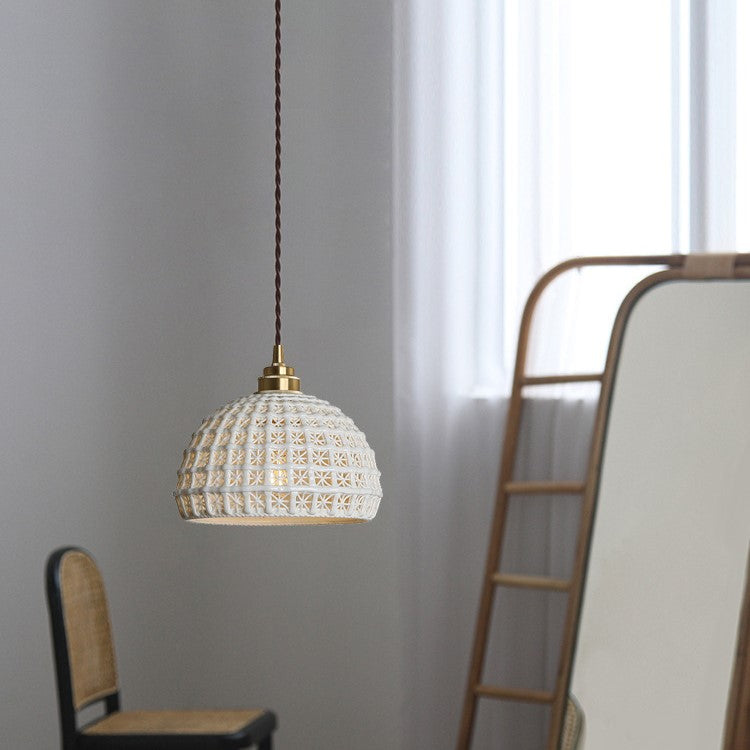 Lampadario LED in ceramica e ottone nordico