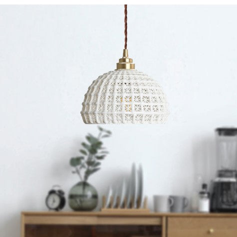 Lampadario LED in ceramica e ottone nordico