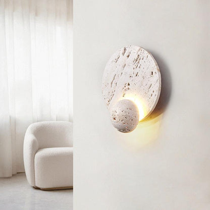 Modern White Travertine Cream Style Wall Lamp