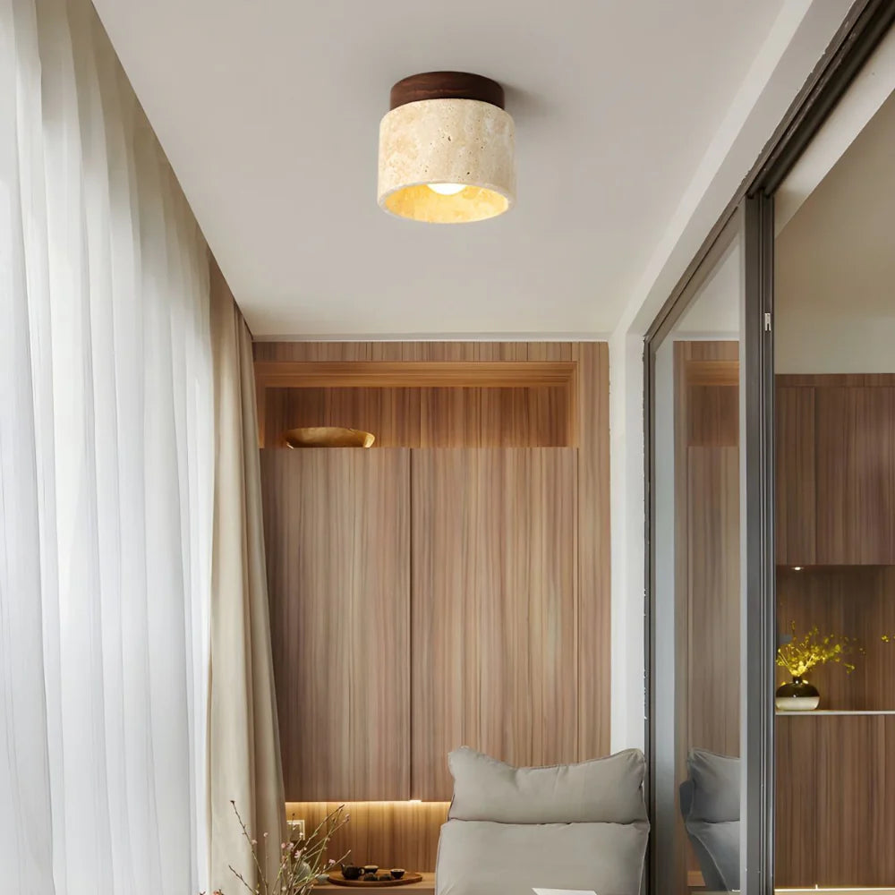 The Yellow Stone Travertine Ceiling Lamp