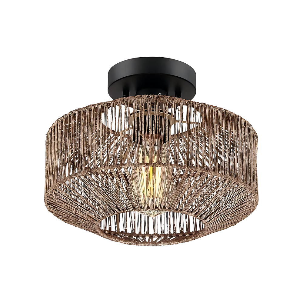 Woven Lantern Boho Radiance Rattan Ceiling Light
