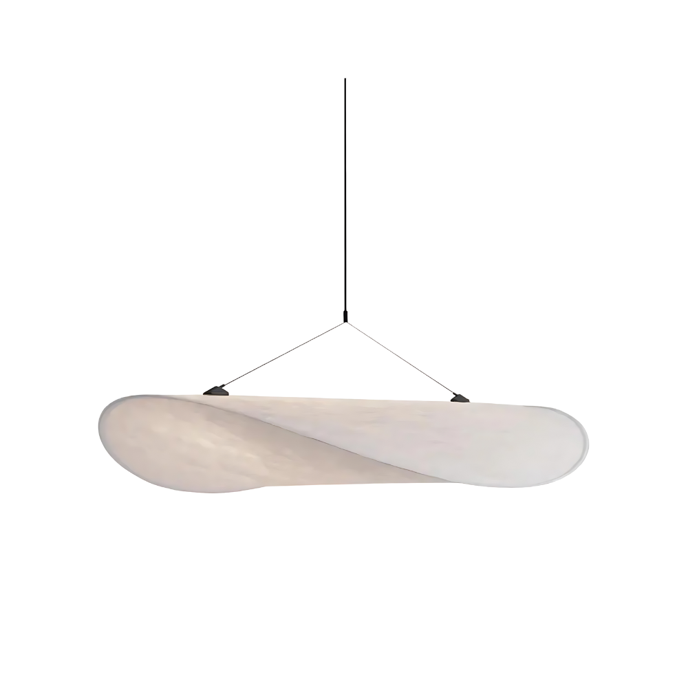 Japandi White Silk Fabric Minimalist Pendant Light