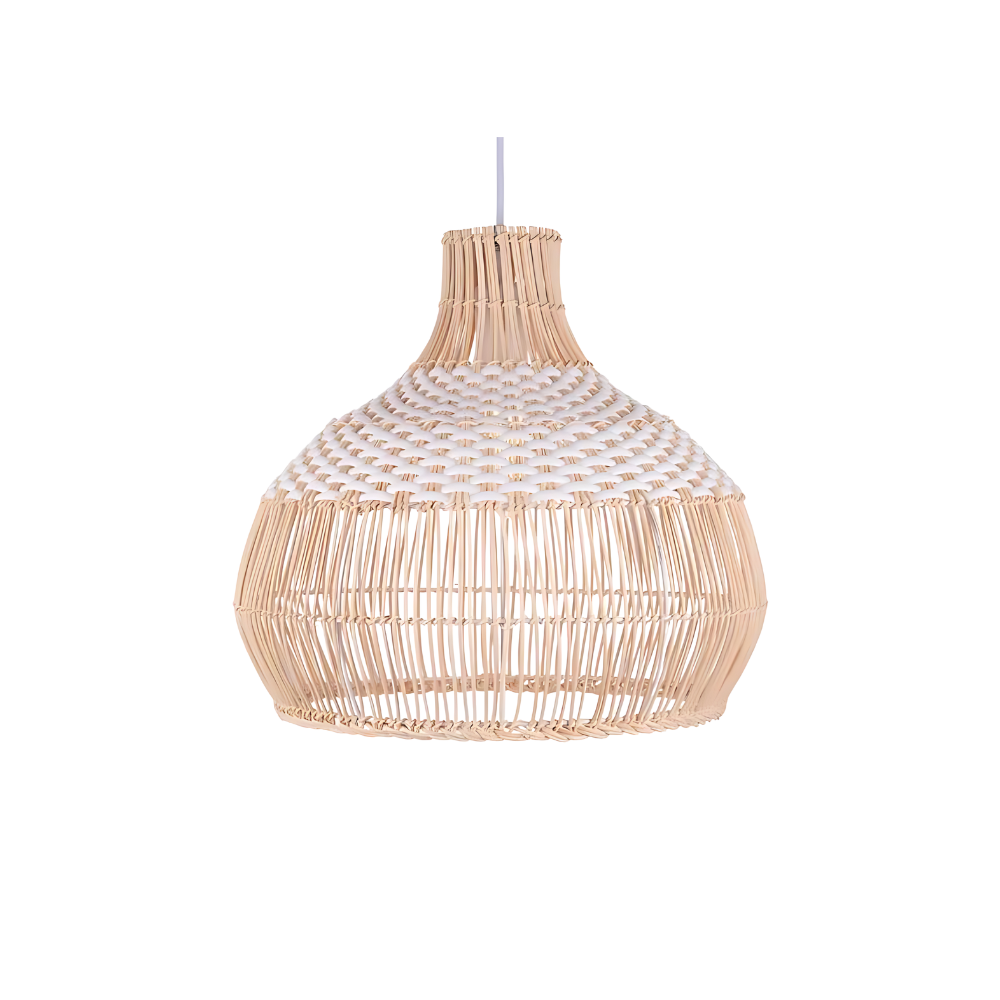 Breezy White Elegance Natural Rattan Pendant Light