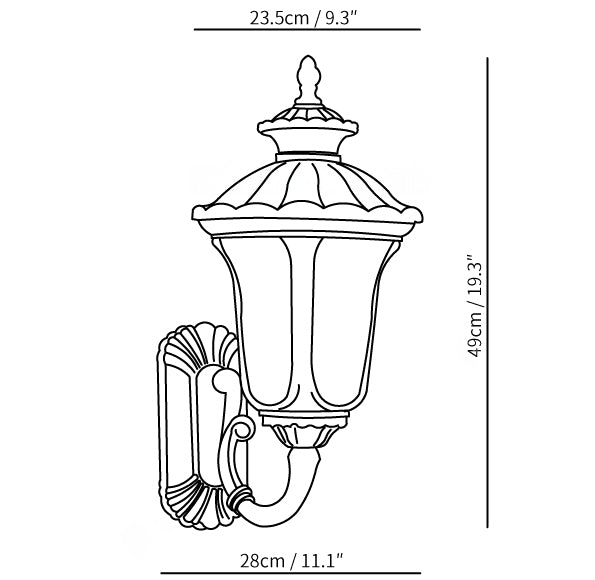 Retro Frosted Glass IP65 Waterdichte Buitenspiegel Lamp