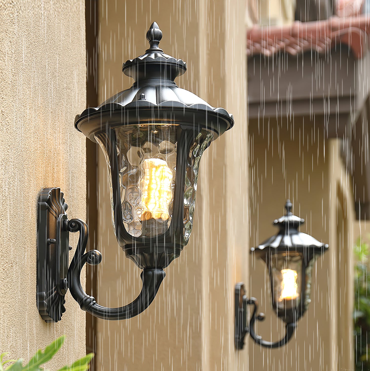 Retro Frosted Glass IP65 Waterproof Outdoor Wall Lamp