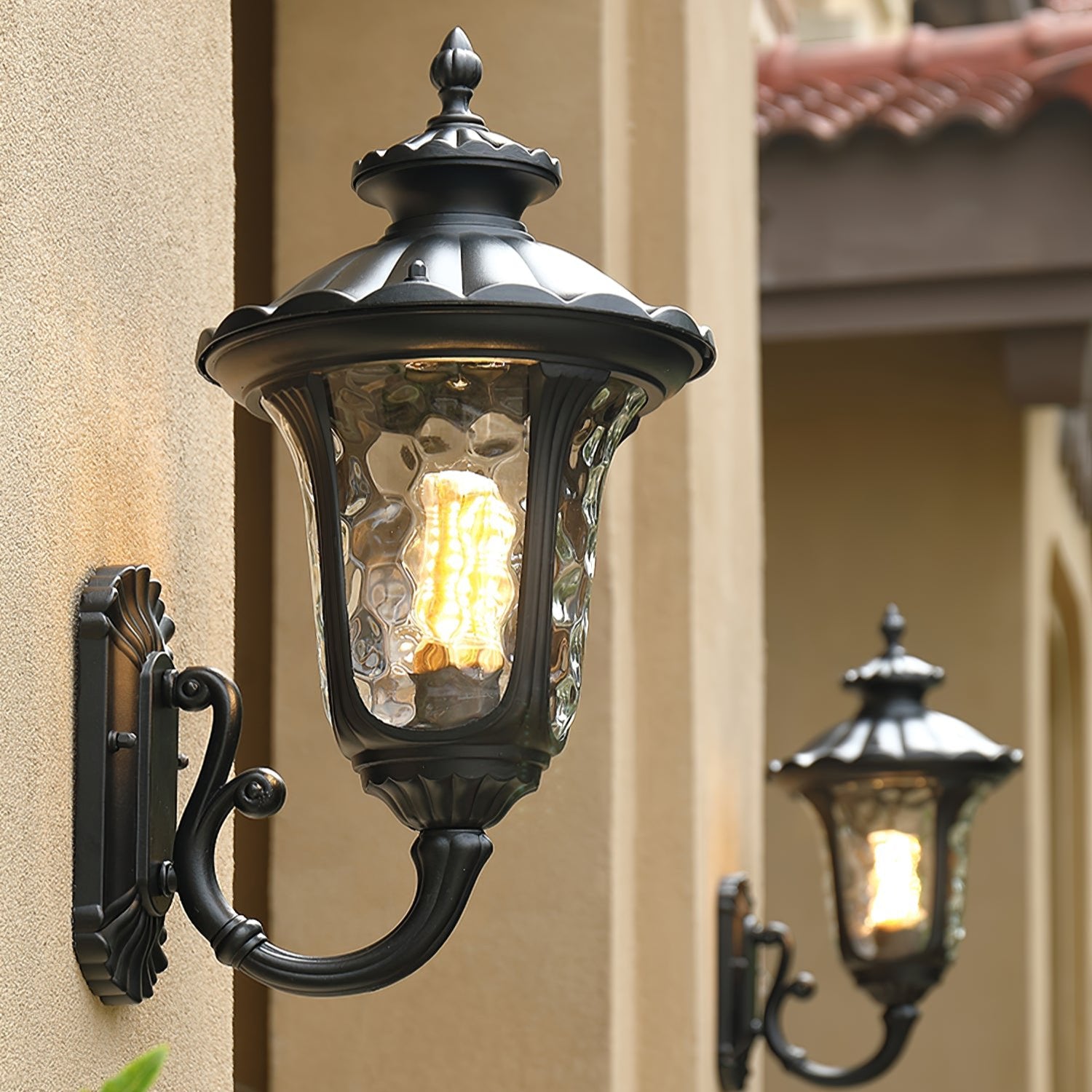 Retro Frosted Glass IP65 Waterproof Outdoor Wall Lamp