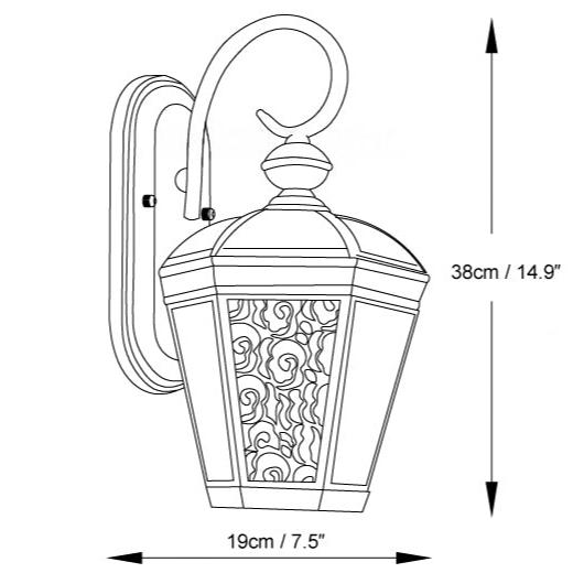 Lampada da parete da esterno con motivo retro palace