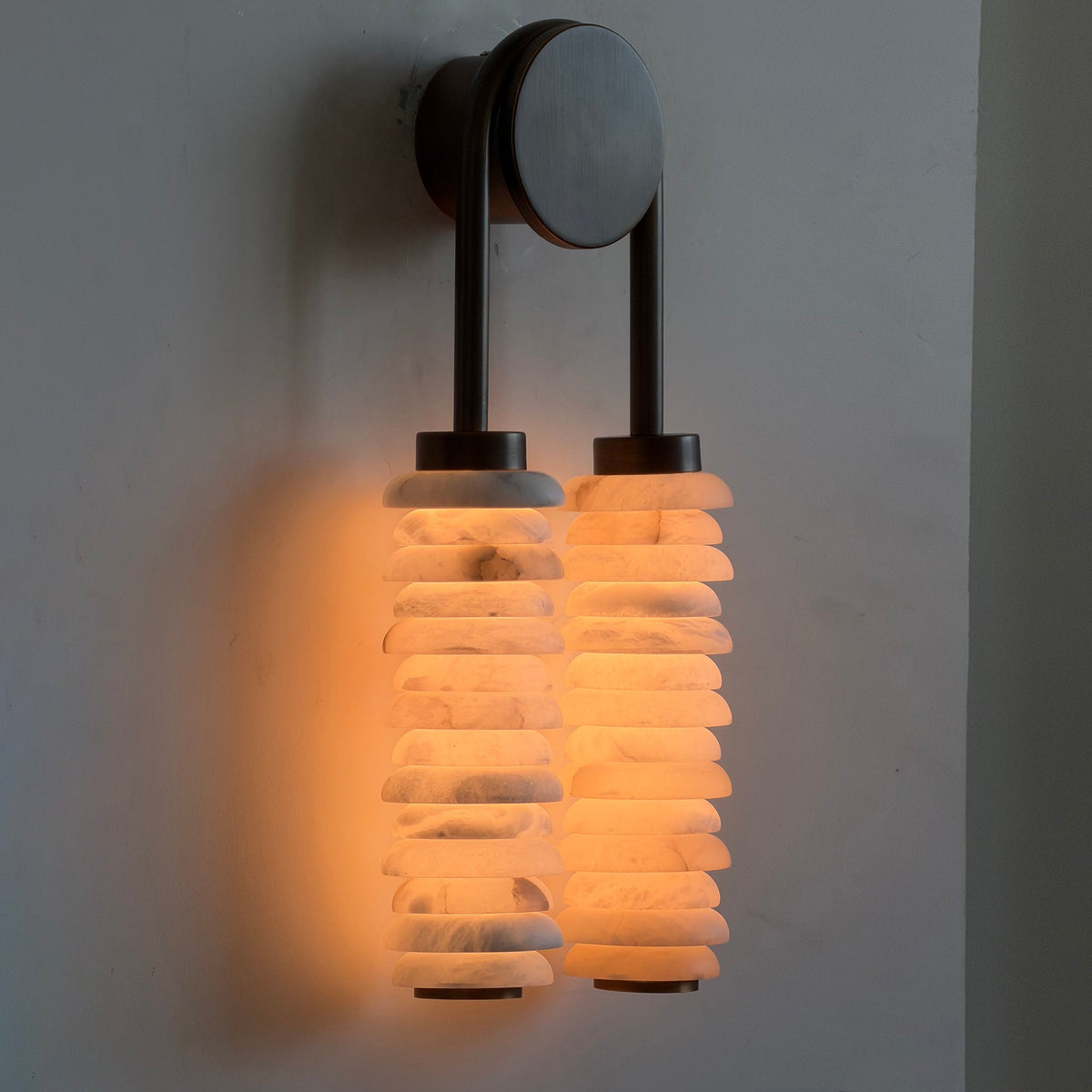 Calla Ribbed Nordic Modern Alabaster Stone Wall Light