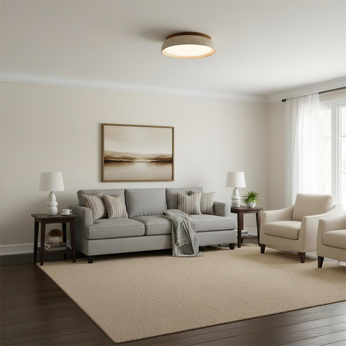 Aveline Modern Natural Travertine Ceiling Light