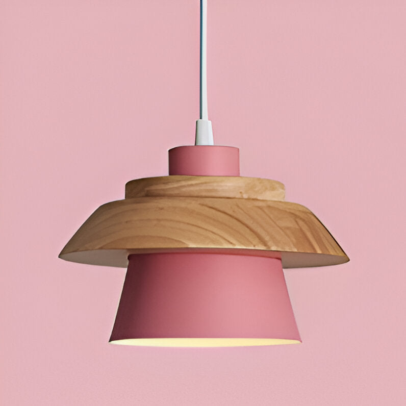 Macaroon Nordic Wood Color Pendant Lamp