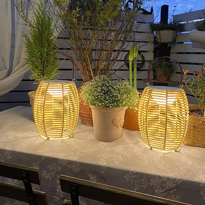 Retro Creative Rattan Wireless Outdoor Table Lamp